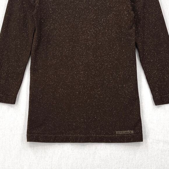 MAX MARA BODYWEAR Stretch Knit Layering Top Womens Large Brown Gold 3/4 Sleeve - Picture 6 of 11